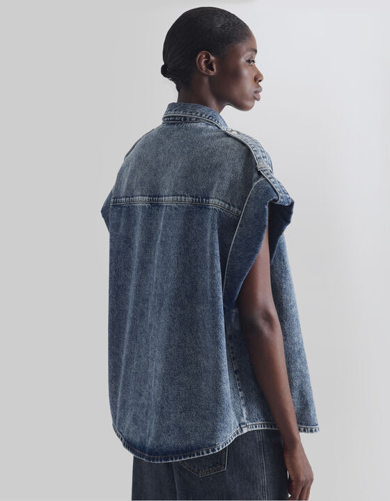 WASHED DENIM OVERSHIRT&nbsp;