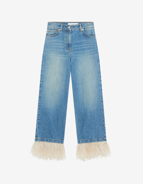 PANTALON DROIT À PLUMES