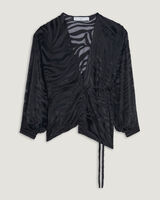 NURAT ZEBRA PRINT VELVET WRAP TOP  image number null