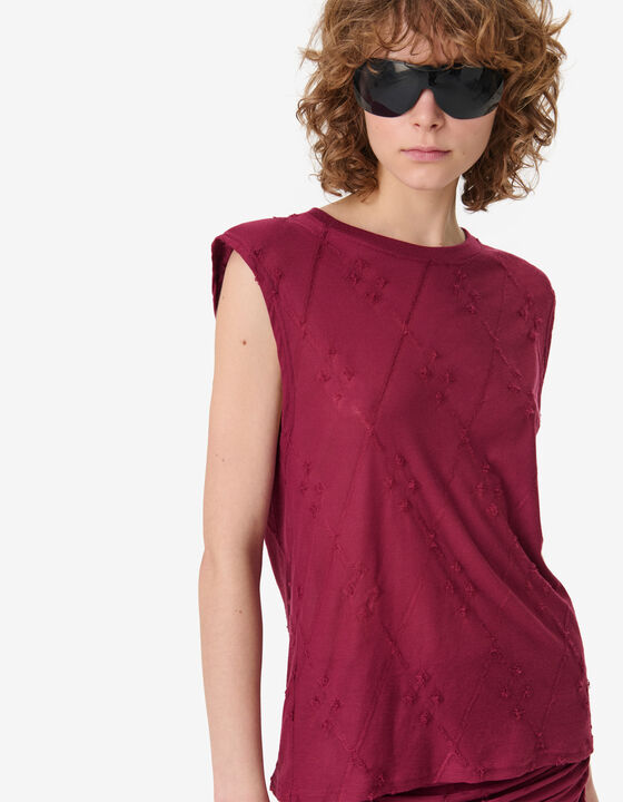 TEXTURED SLEEVELESS T-SHIRT
