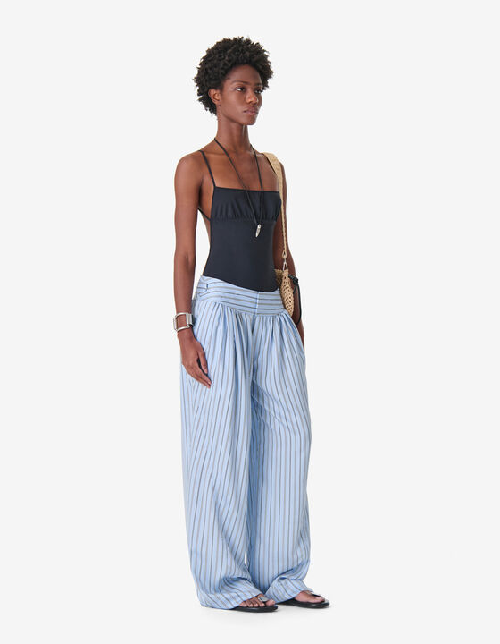 STRIPED WIDE-LEG PANTS
