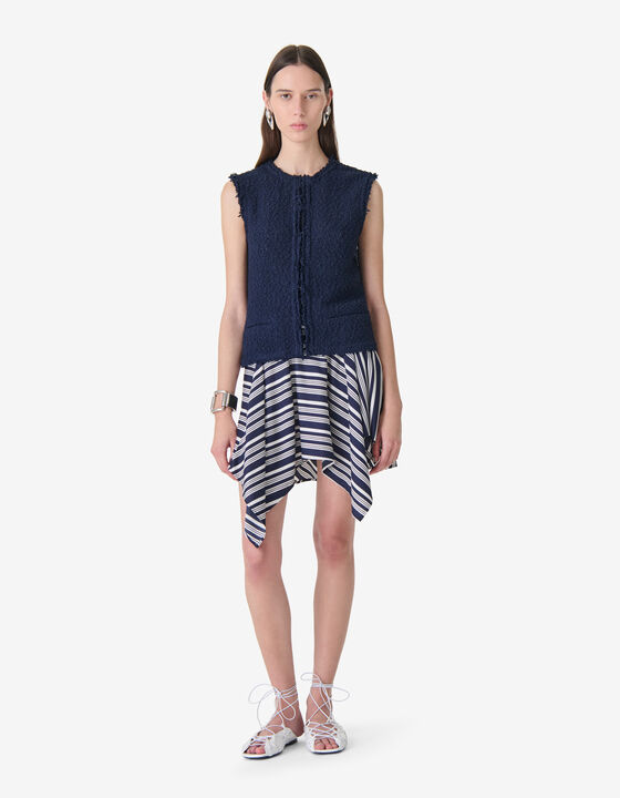 TEXTURED TWEED SLEEVELESS JACKET