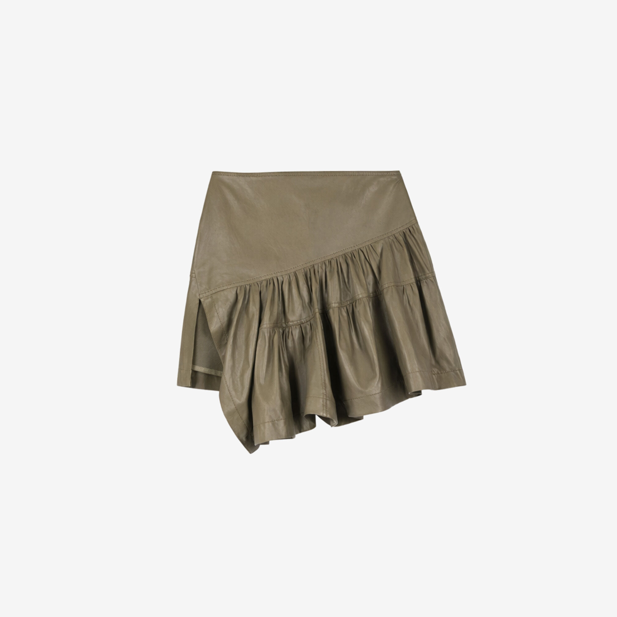 EKIN women khaki leather asymmetrical skirt | IRO