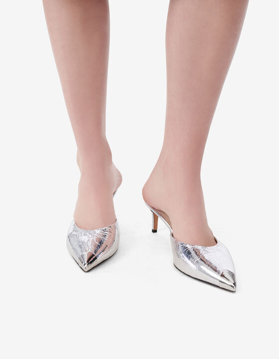 SLIVER LEATHER MULES