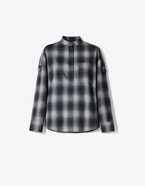 CHECKED MAO COLLAR SHIRT