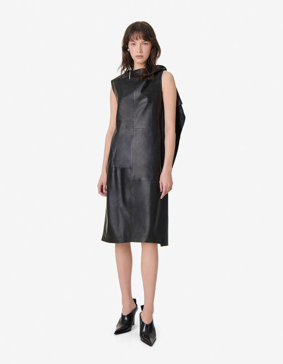 DRAPED LEATHER DRESS