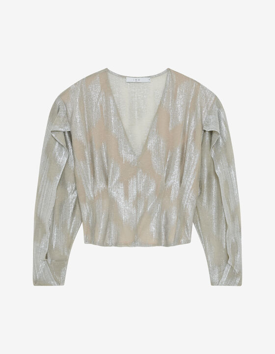 LUREX PLEATED SLEEVE TOP