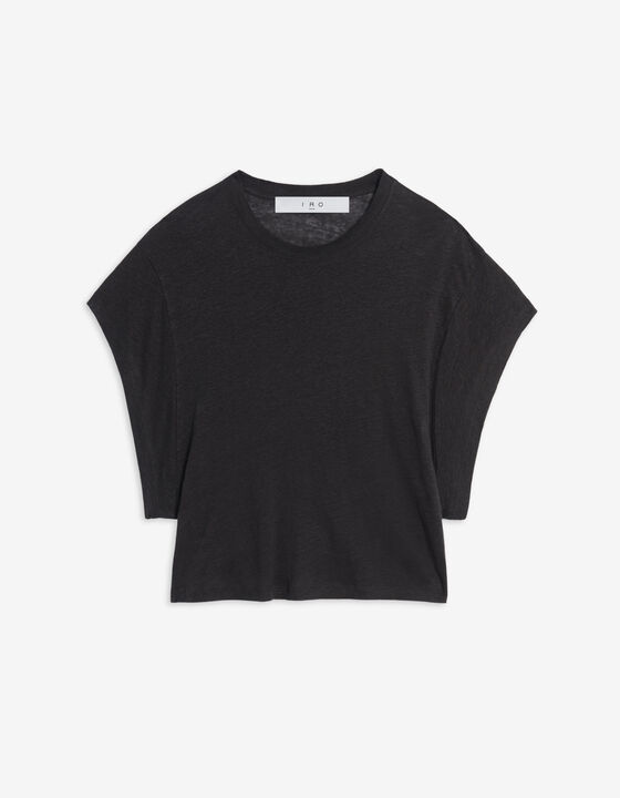OSTER LINEN T-SHIRT WITH ROUND COLLAR