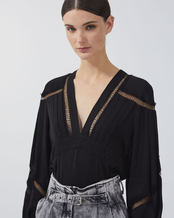 BAHRI LACE PLEATED TOP