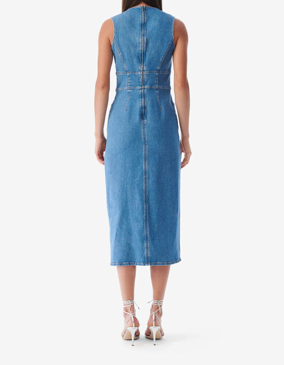 LONG CUT-OUT DENIM DRESS
