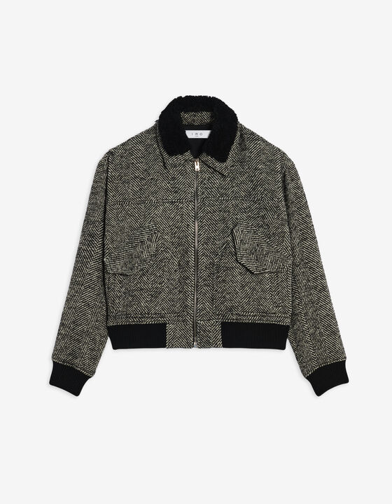 KEBOH HERRINGBONE AVIATOR JACKET