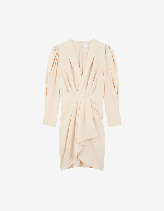 SHORT PLEATED V-NECK DRESS