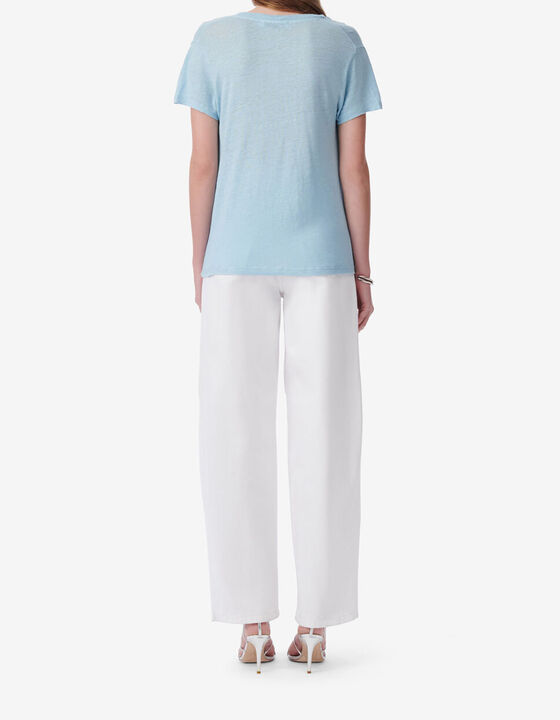 T-SHIRT EN LIN COL V