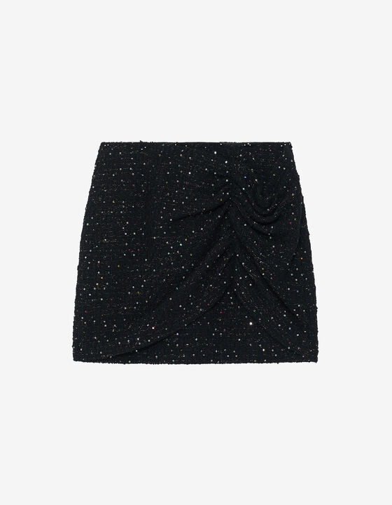 SEQUINED TWEED SKIRT