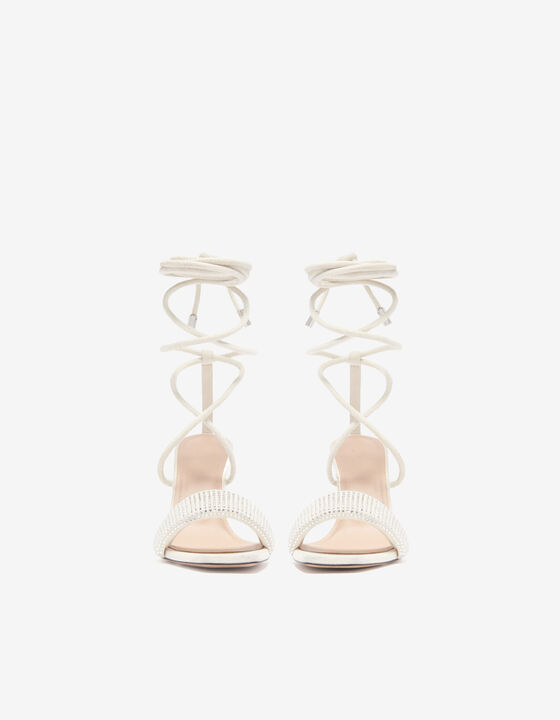 PADDY LEATHER AND RHINESTONE SANDALS