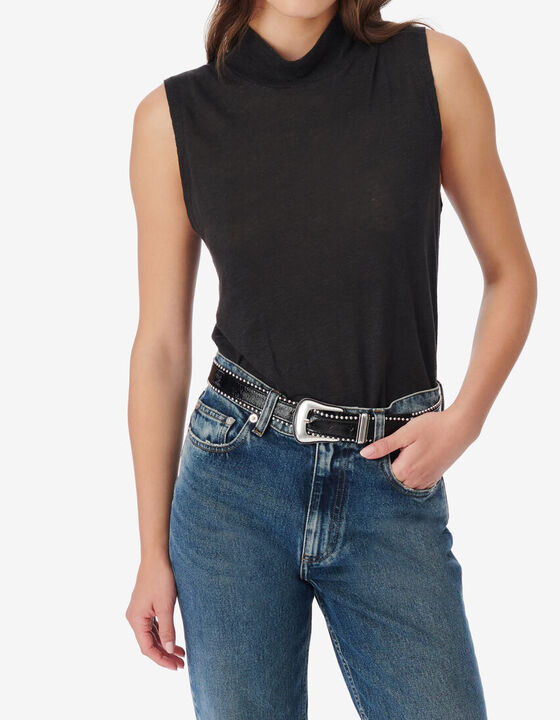 HIGH-NECK LINEN TANK TOP