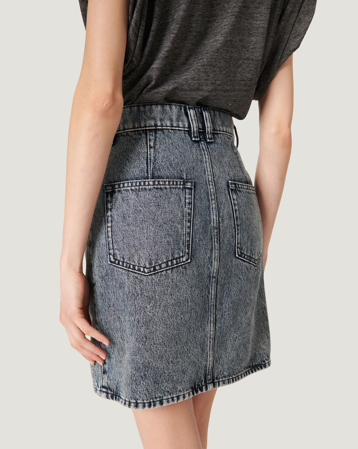 STRASSE ASYMMETRIC FRONT DENIM SKIRT image number null