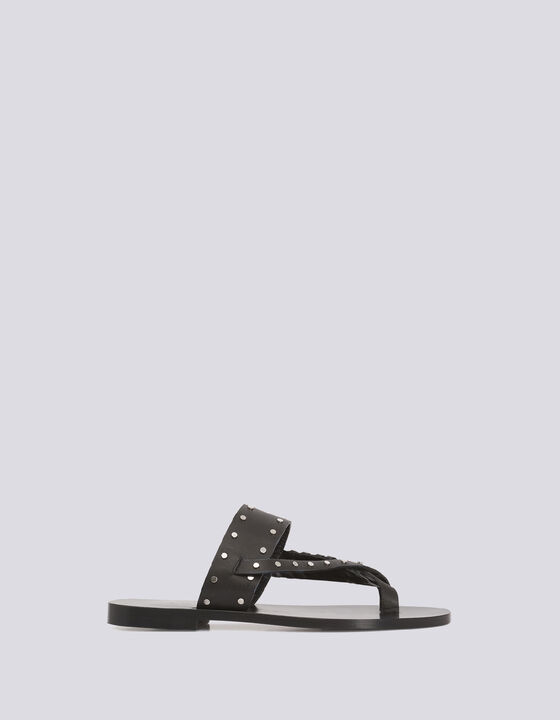 WIKI TOE RING FLAT LEATHER SANDALS