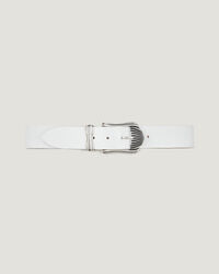 IRO - HECATE RIBBED SILVER BUCKLE LEATHER BELT  WHITE