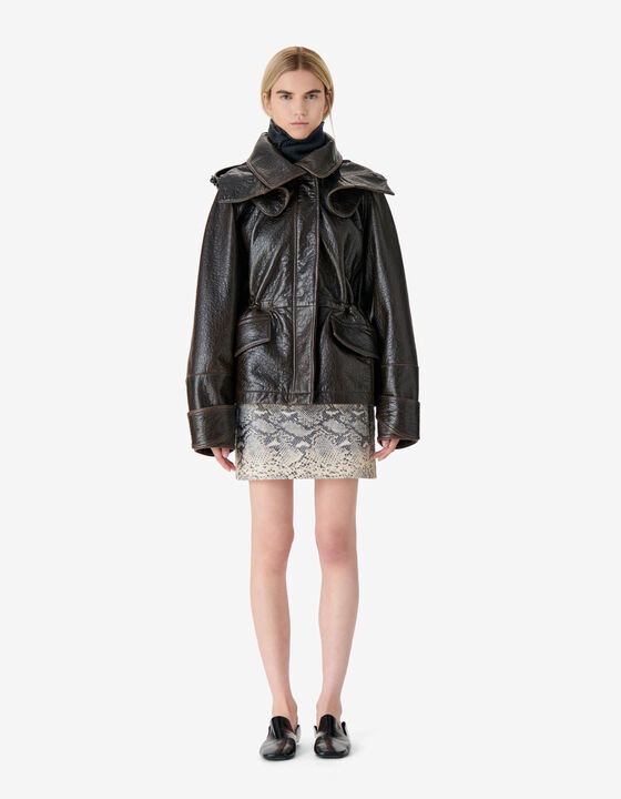 LEATHER HOODED PARKA