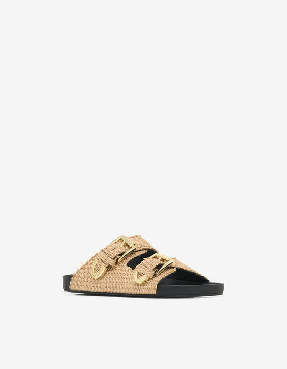RAFFIA FLAT MULES