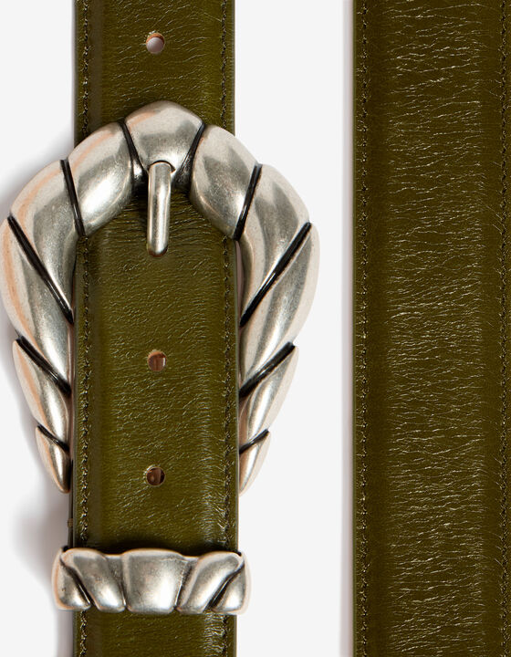 LEATHER BELT WITH SCULPTED BUCKLE