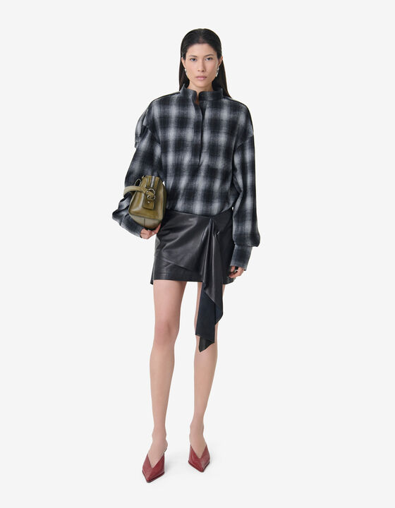 CHECKED MAO COLLAR SHIRT