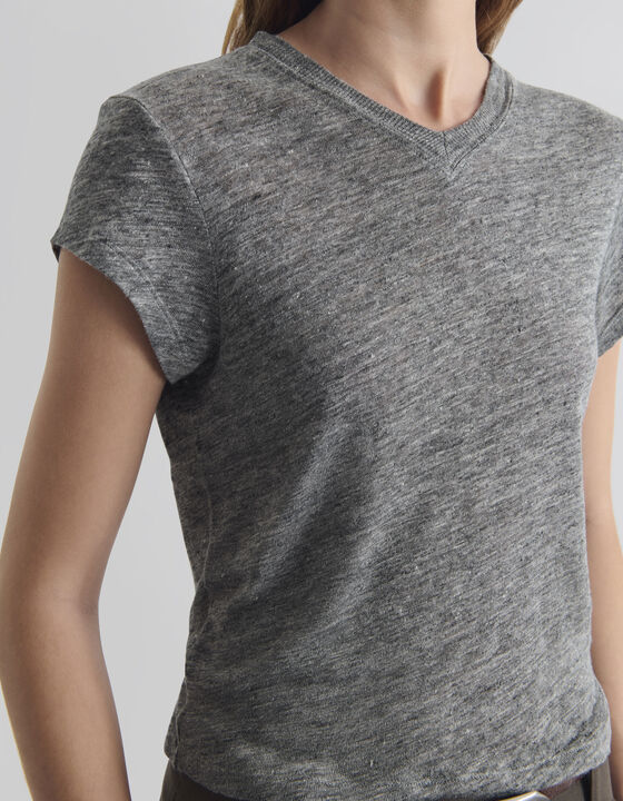 V-NECK LINEN T-SHIRT