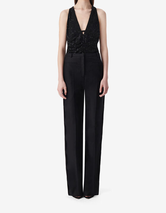 SEQUINNED V-NECK TOP