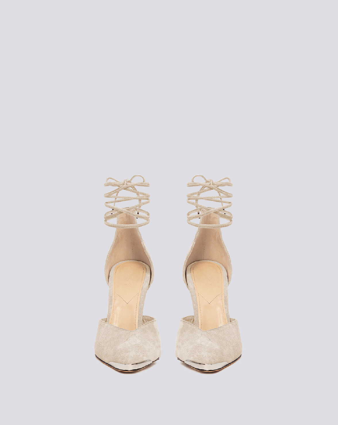 MIFAL SUEDE POINTED TOE ANKLE TIE PUMPS image number null
