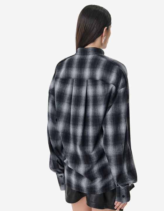 CHECKED MAO COLLAR SHIRT