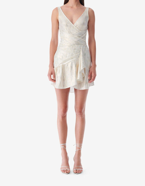 RUFFLED LUREX MINISKIRT