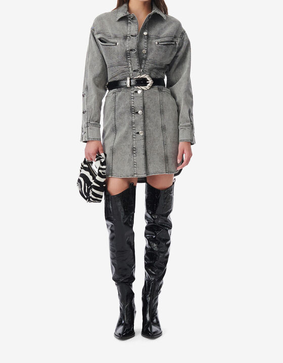 FADED DENIM SHIRT DRESS