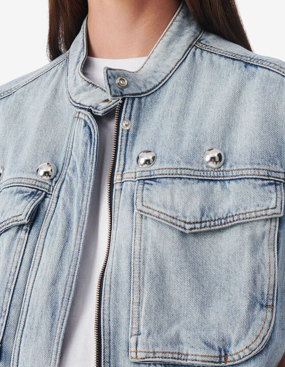 HIGH-COLLARED DENIM VEST