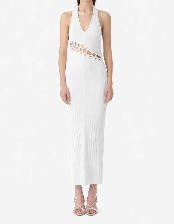 RIBBED HALTER DRESS