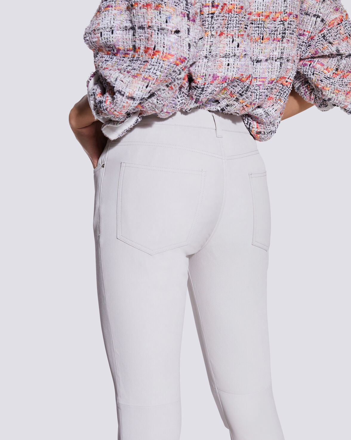 QUARTZ SKINNY SPLIT HEM LEATHER PANTS image number null