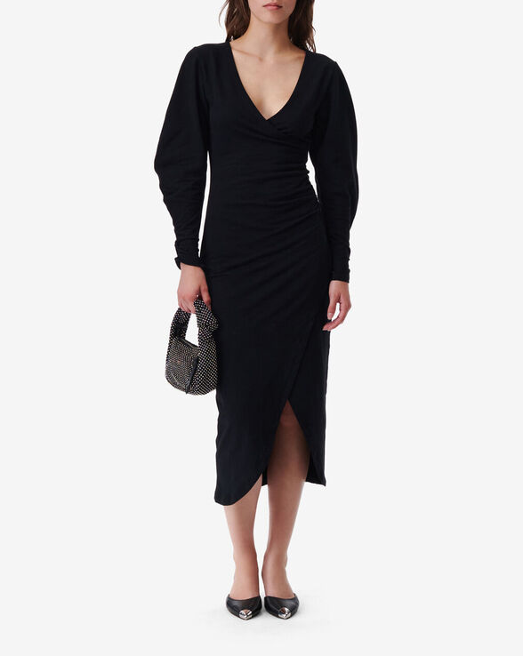 ROBE LONGUE COL V À FENTE ROKAH