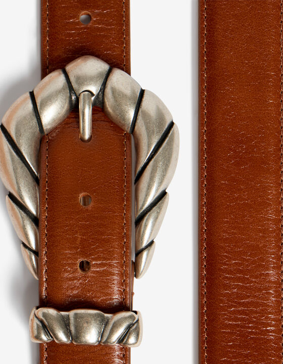 LEATHER BELT WITH SCULPTED BUCKLE