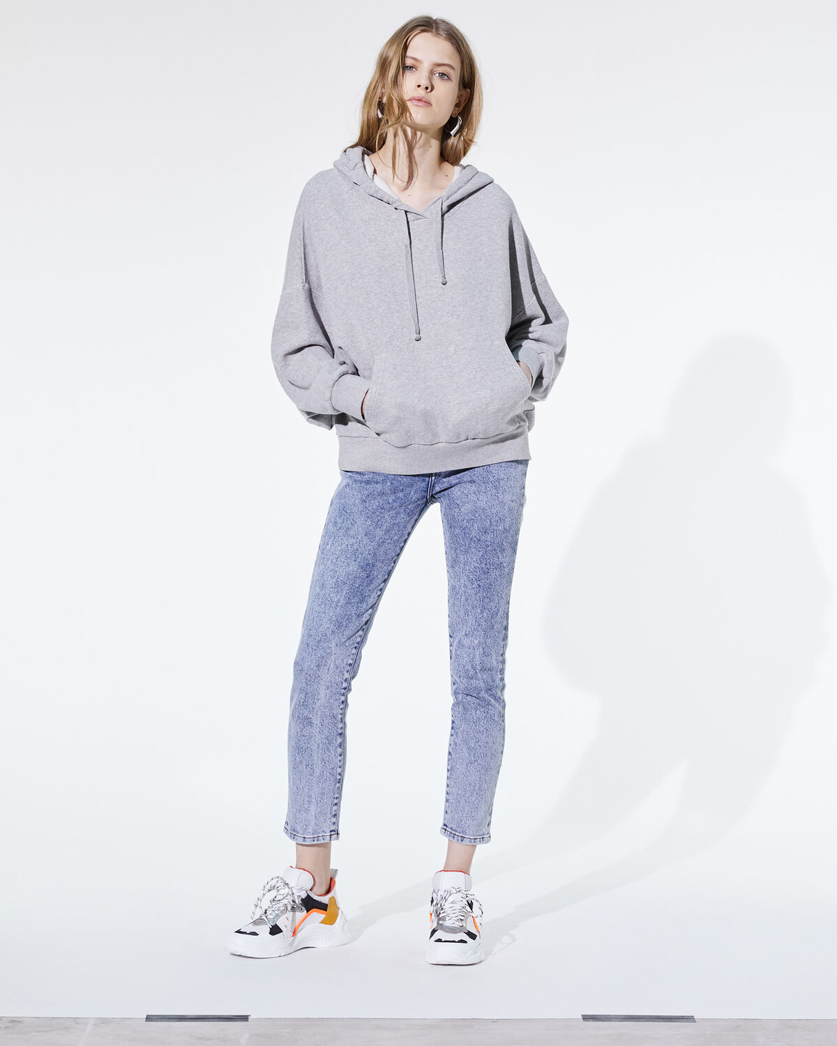 Photo of IRO Paris Biglake Sweatshirt Mixed Grey - In A Sportwear Style, This Hoodie Is Distinguished By Its Iro Silkscreen Printing On The Back And Loose Fit. Wear It With A Pair Of Vintage Sneakers For A Modern And Casual Look. Fall Winter 19