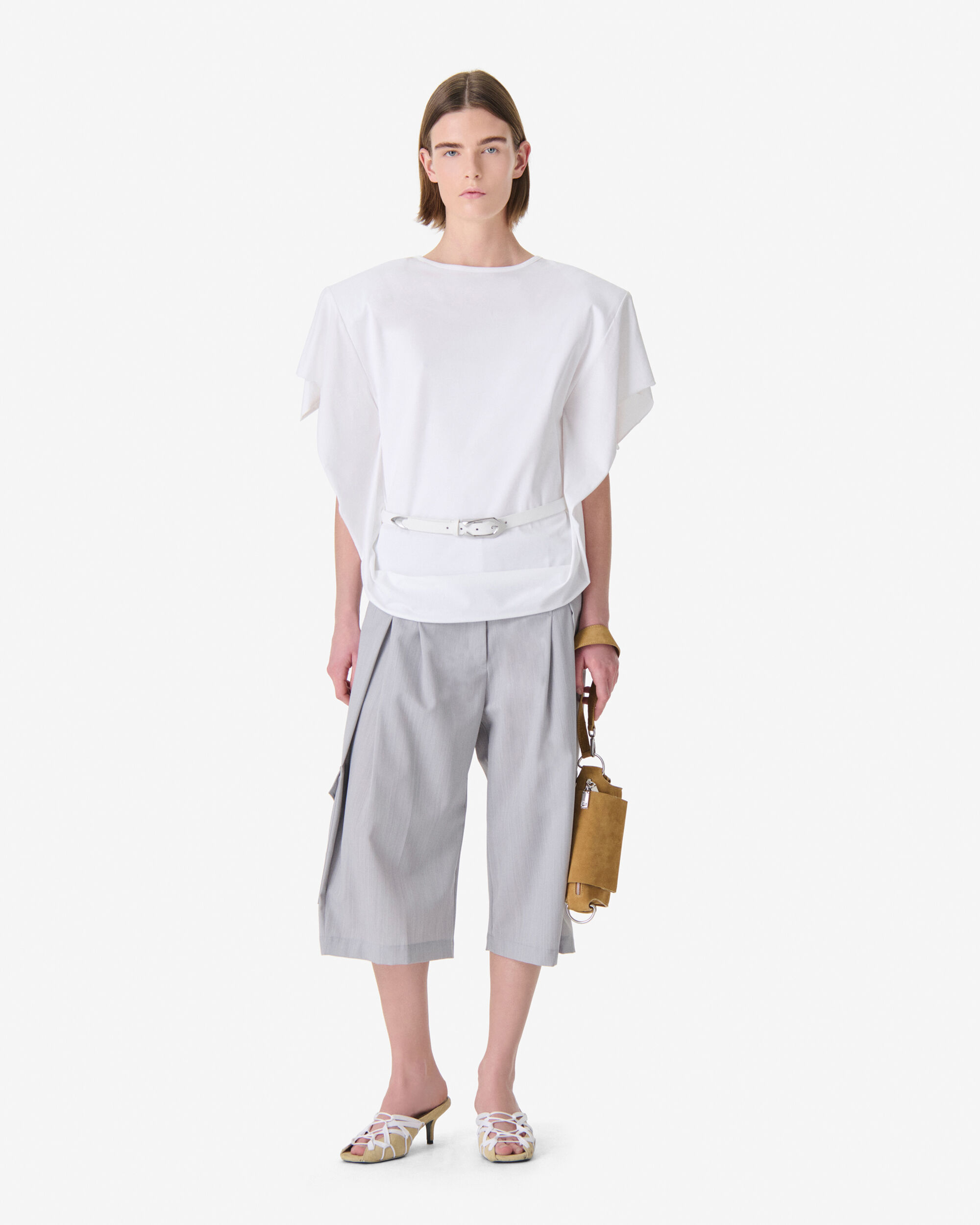 AMORIA women white cotton ruffle t-shirt | IRO