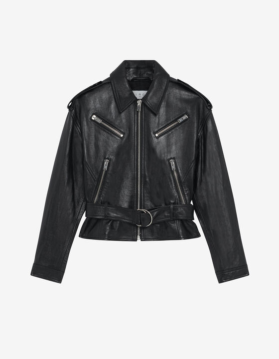 LEOM BELTED LEATHER JACKET