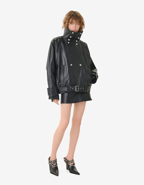 SHORT LEATHER TRENCH COAT