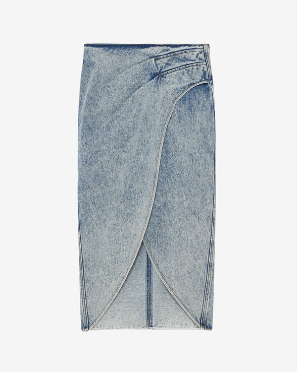JUPE MIDI EN JEAN DÉLAVÉ ETANA
