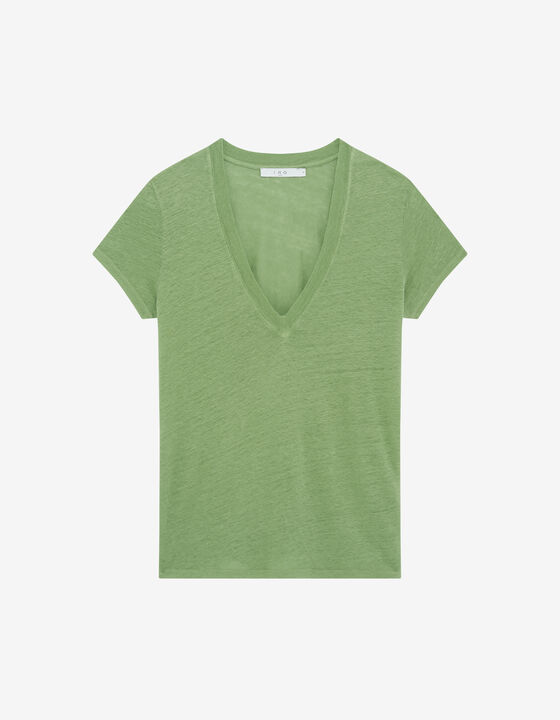 V-NECK LINEN T-SHIRT