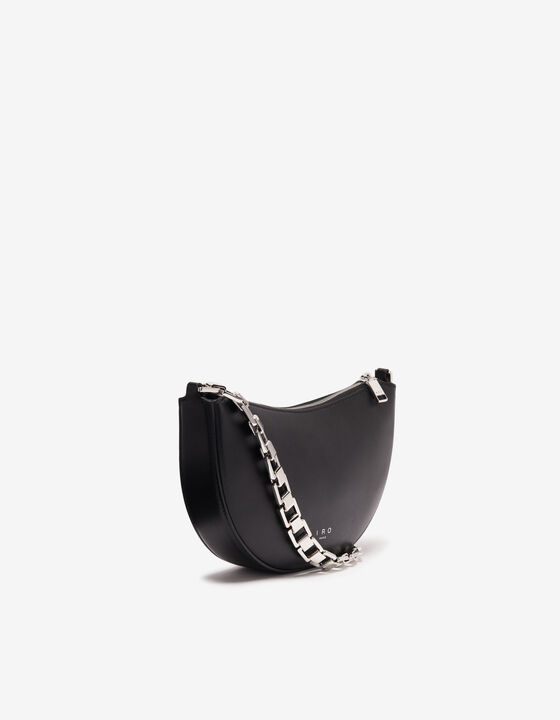 ARC CLUTCH LEATHER BAG WITH CHAIN