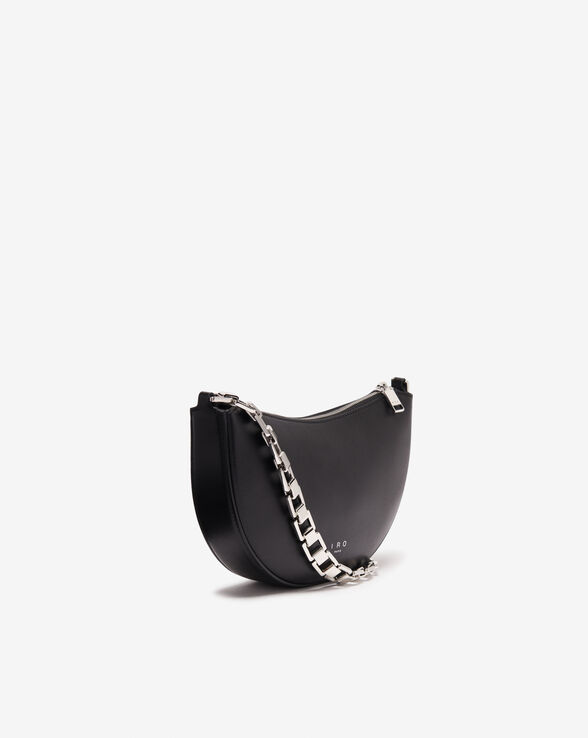 ARC CLUTCH LEATHER BAG WITH CHAIN