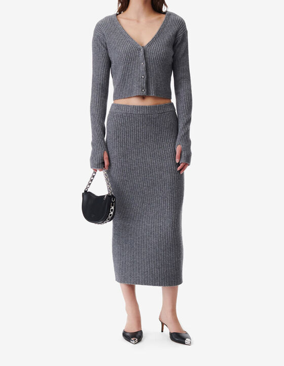 CROPPED RIBBED CARDIGAN