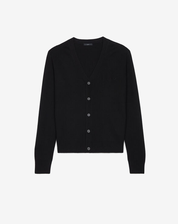 FELIO WOOL V-NECK CARDIGAN WITH LOGO