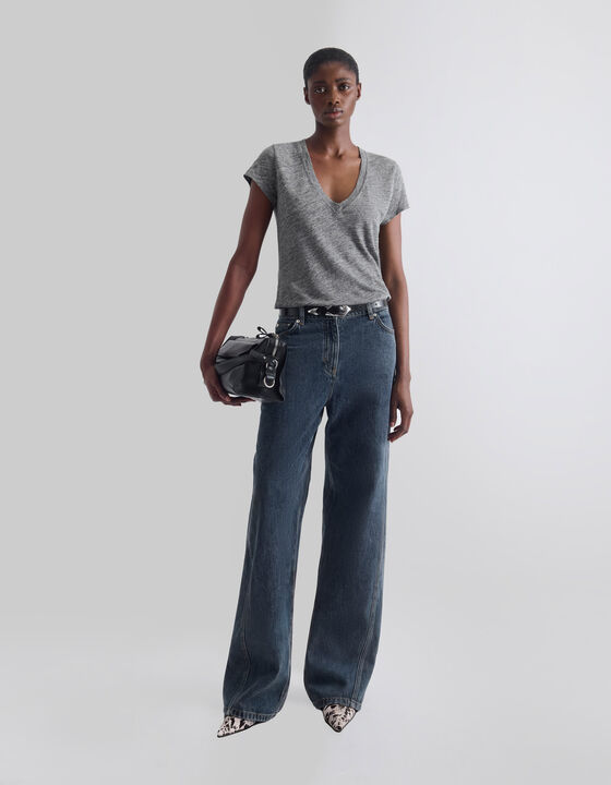 V-NECK LINEN T-SHIRT