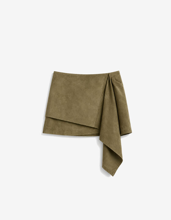 ASYMMETRICAL SUEDE SKIRT